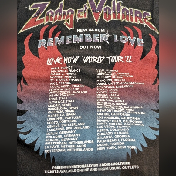 Zadig & Voltaire Tom Compo Remember Love Graphic Tee Size Medium Nwt ❤️ - Picture 5 of 9